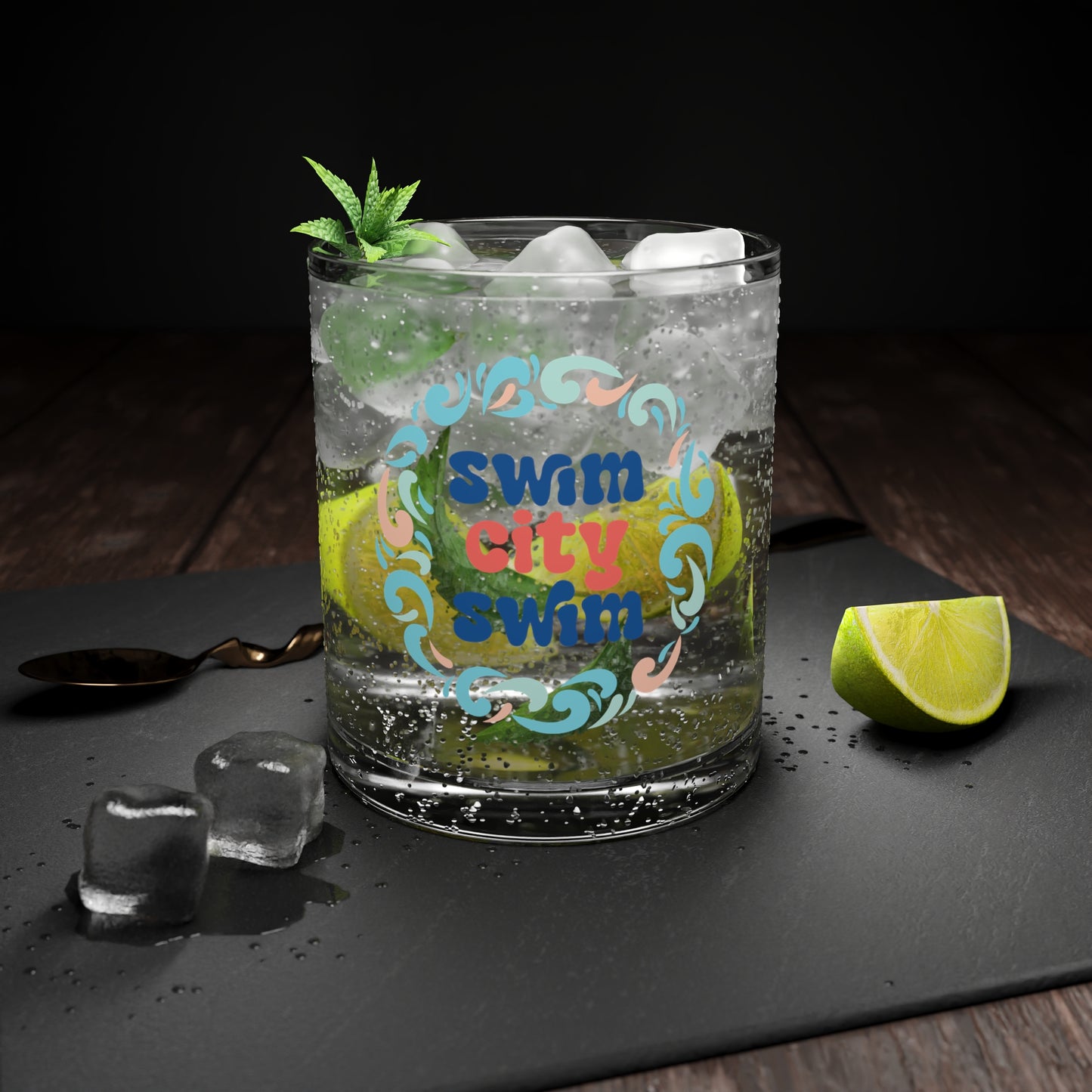 SwimCity Swim Logo Bar Glass