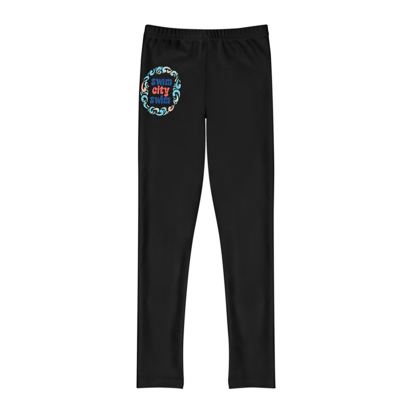 Youth Full-Length SwimCity Logo Black Leggings