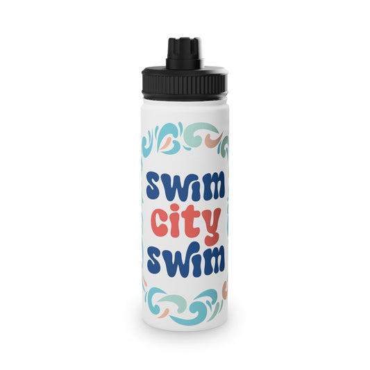 Swim City Swim Water Bottle - Stainless Steel Sports Lid