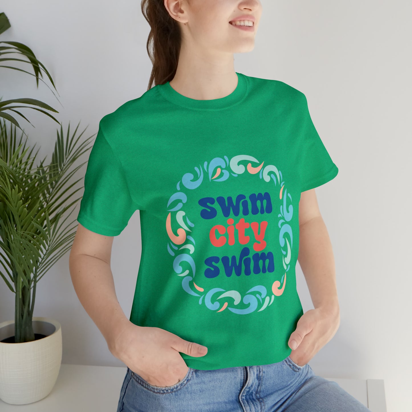 SwimCity Unisex Jersey Short Sleeve Logo Tee with Swimmers for Life