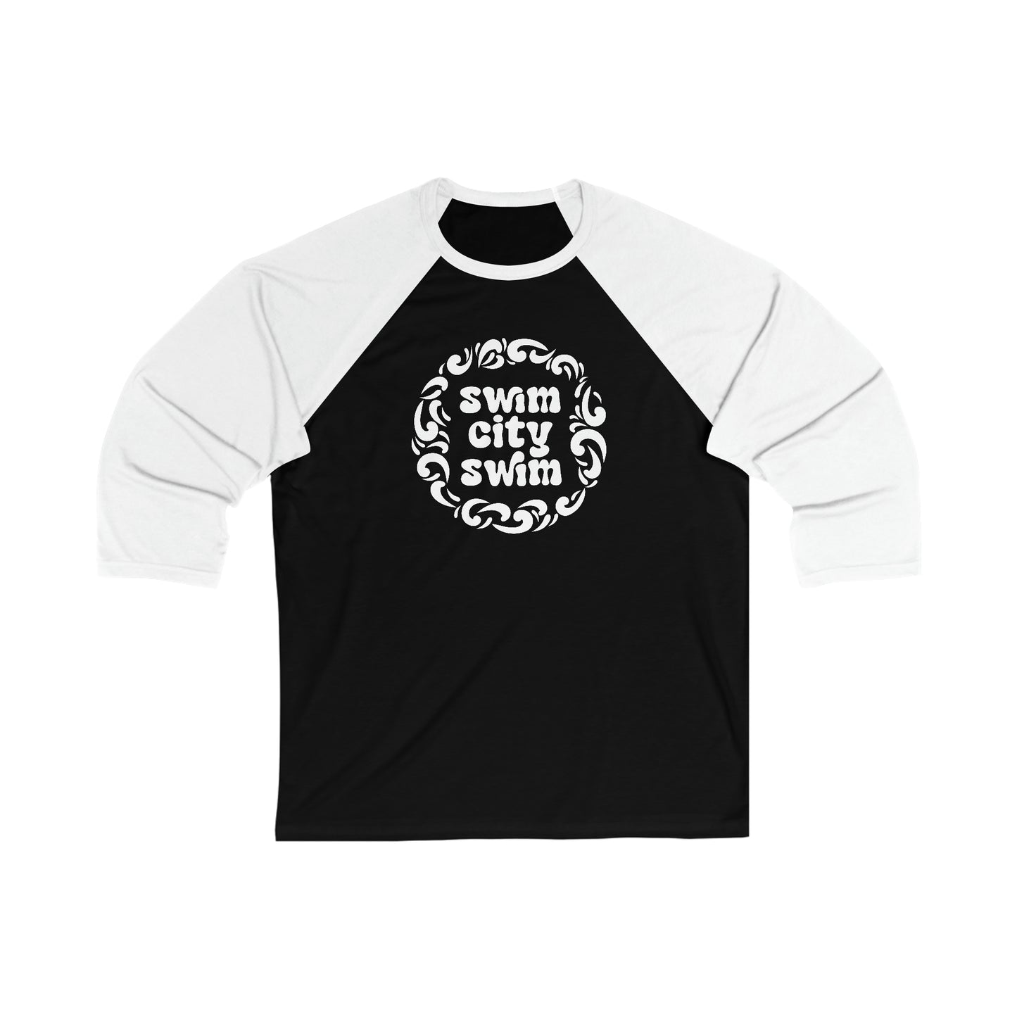 SwimCity Unisex 3\4 Sleeve Baseball Tee - Let's Swim Together