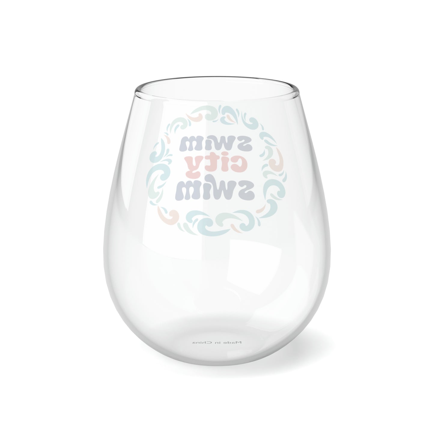 SwimCity Swim Logo Stemless Wine Glass, 11.75oz