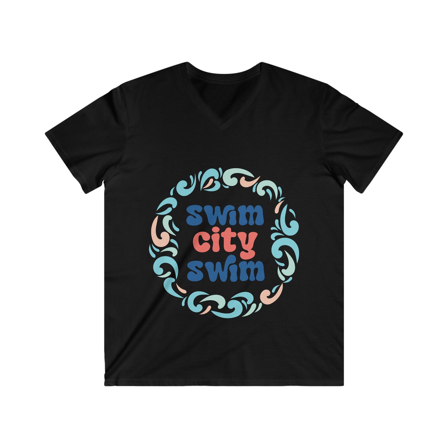 SwimCity Logo Men's Fitted V-Neck Short Sleeve Tee