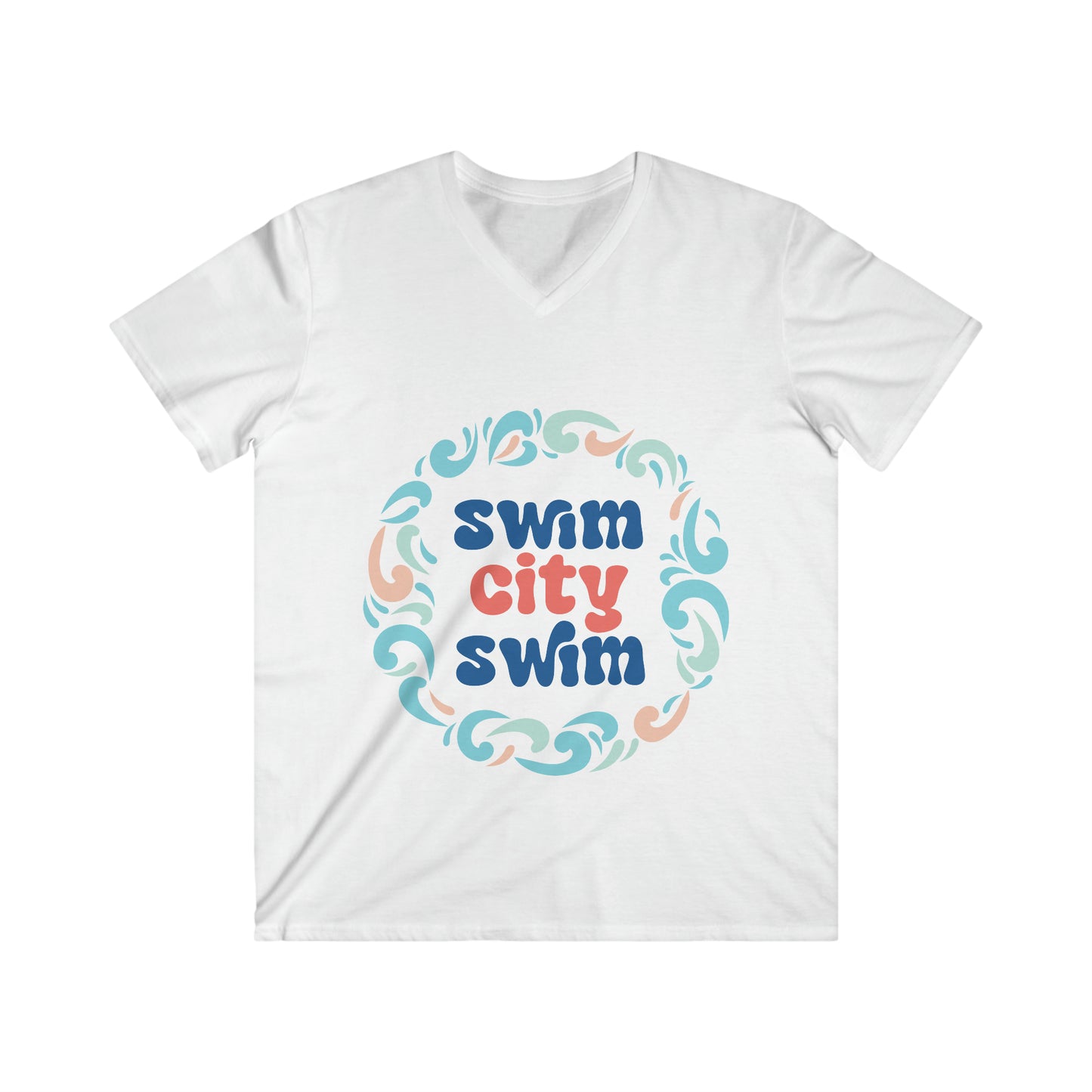 SwimCity Logo Men's Fitted V-Neck Short Sleeve Tee