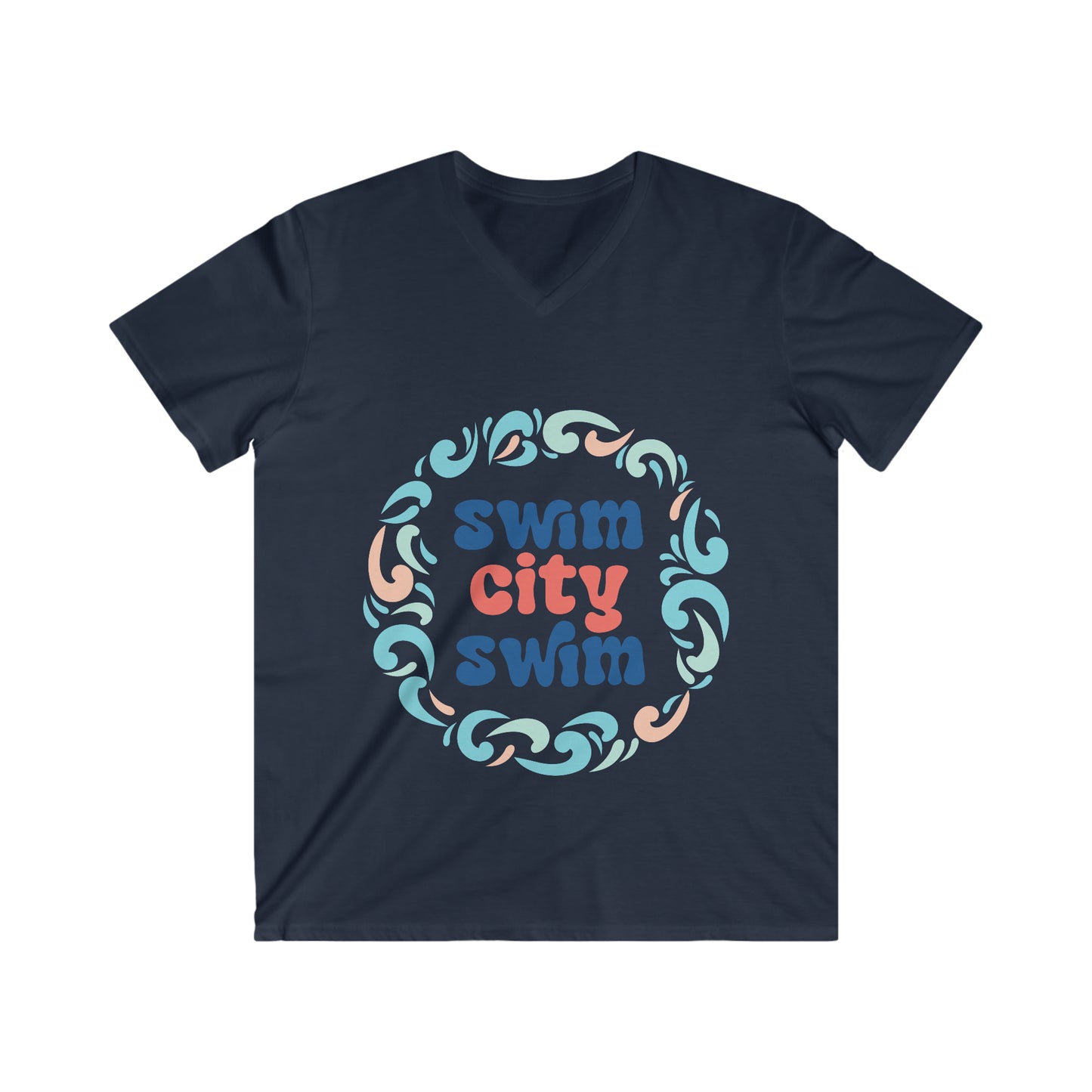 SwimCity Logo Men's Fitted V-Neck Short Sleeve Tee