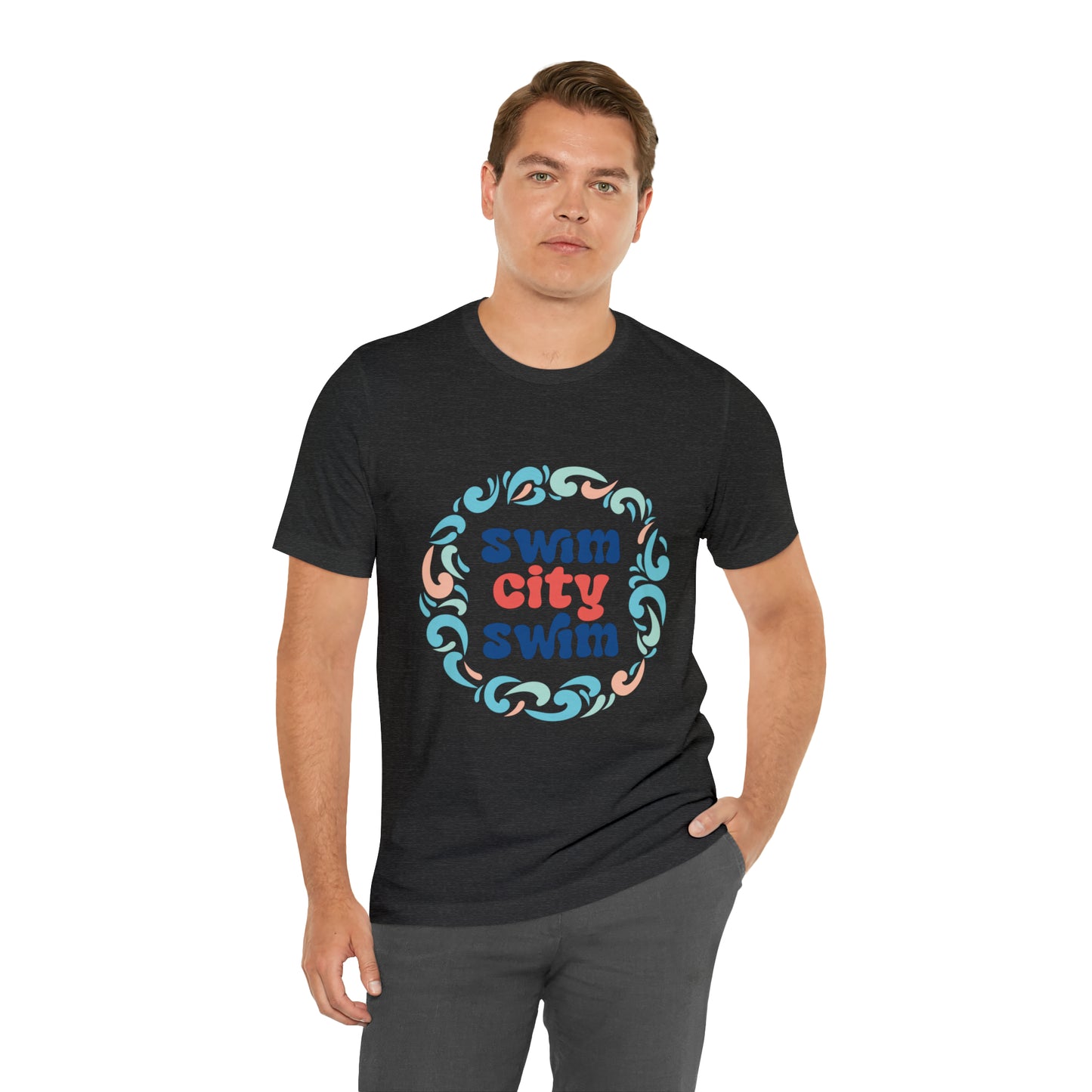 SwimCity Unisex Jersey Short Sleeve Logo Tee with Swimmers for Life