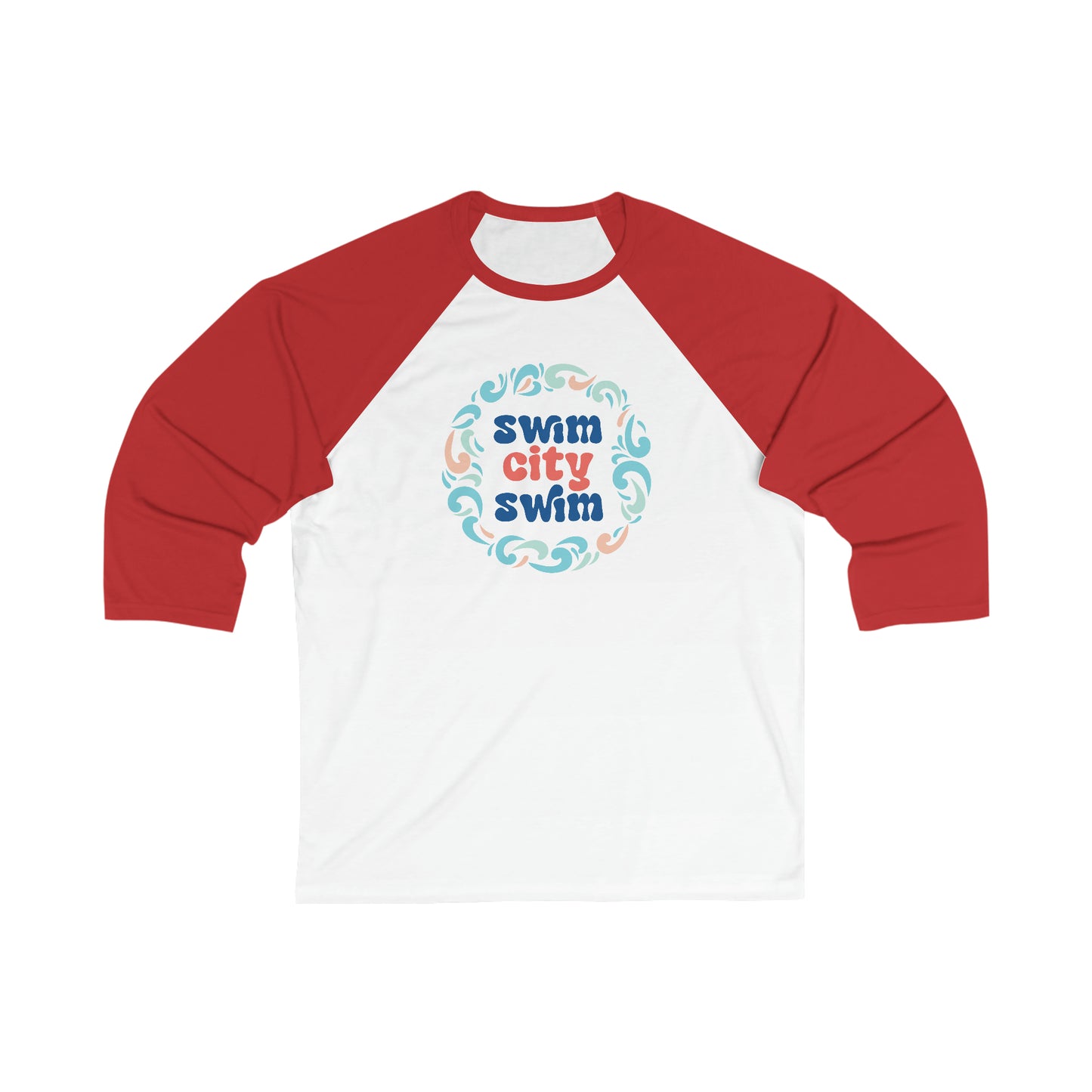 SwimCity Unisex 3\4 Sleeve Baseball Tee - Let's Swim Together