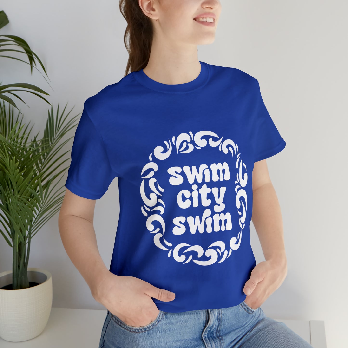 SwimCity Unisex Jersey Short Sleeve Logo Tee with Swimmers for Life