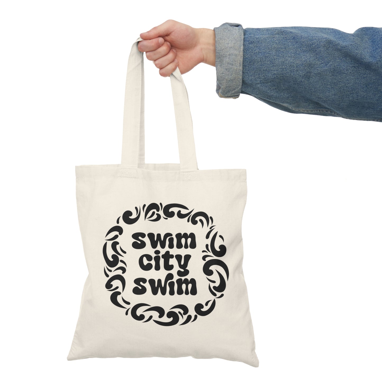 * SwimCity Black Logo Natural Tote Bag *