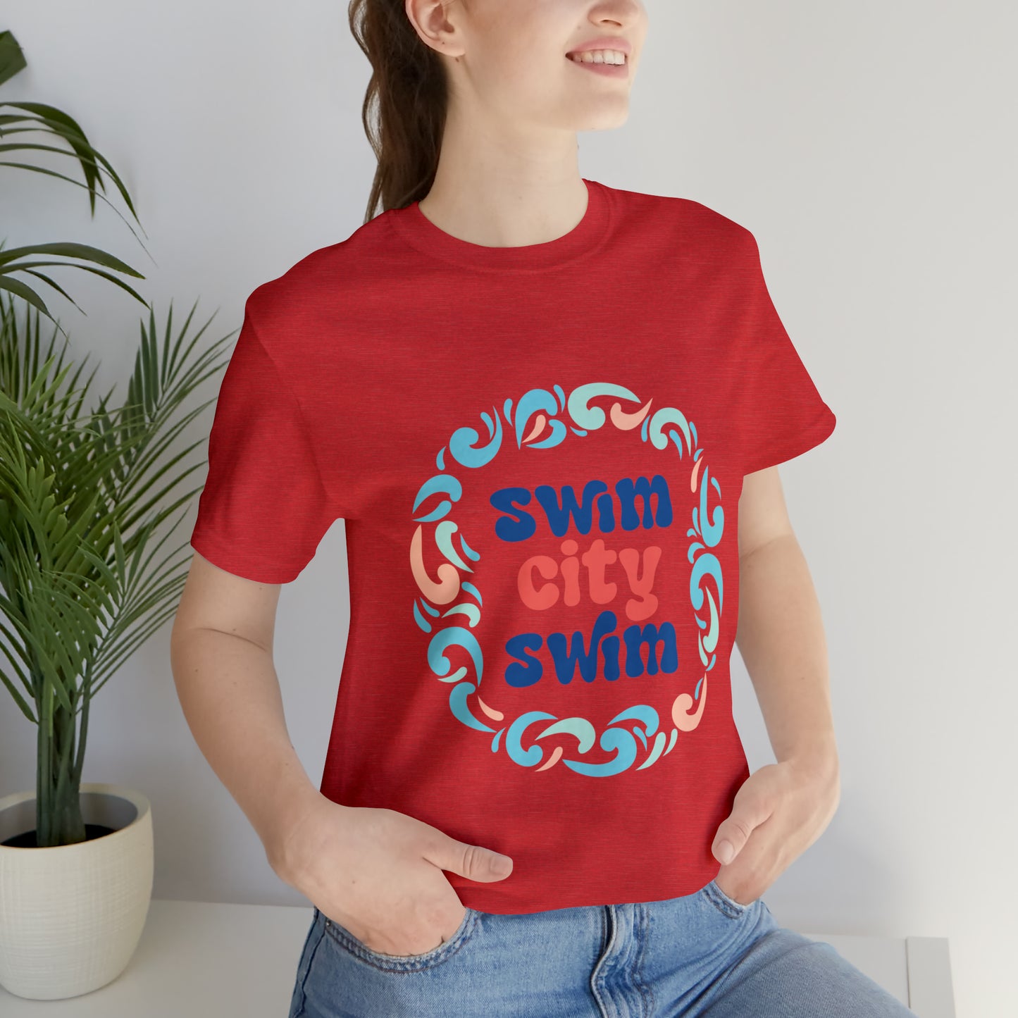 SwimCity Unisex Jersey Short Sleeve Logo Tee with Swimmers for Life