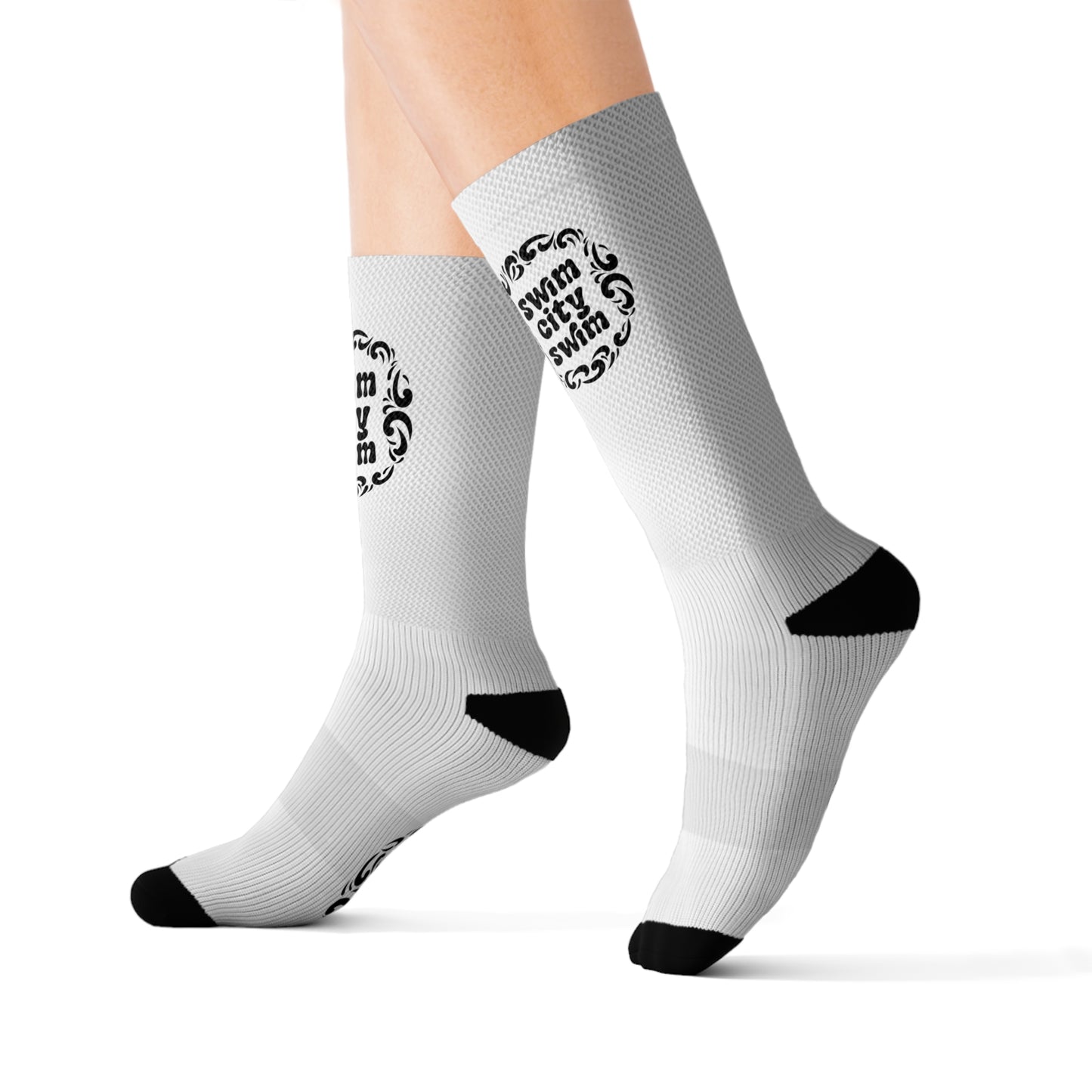 SwimCity Logo Black and White Socks