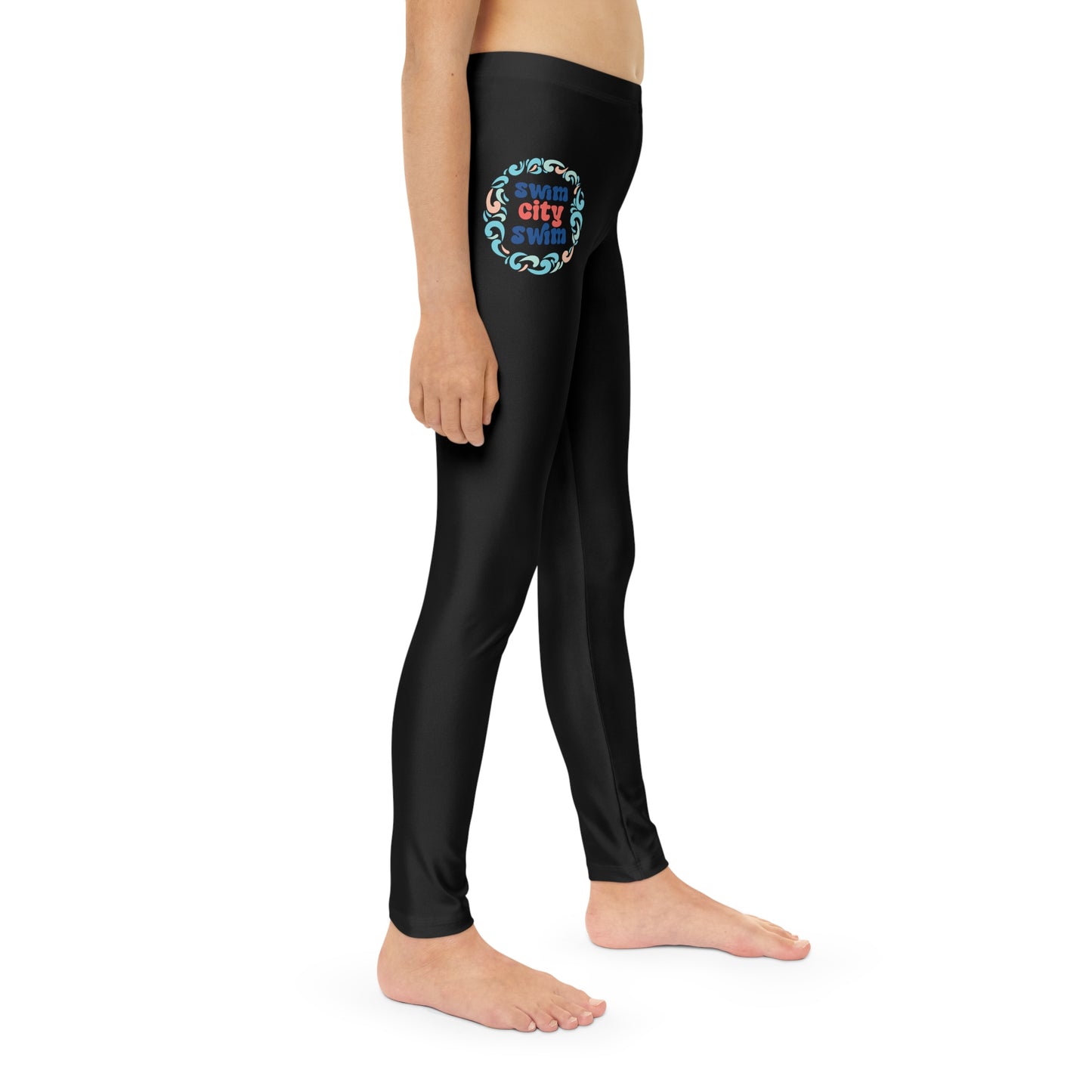 Youth Full-Length SwimCity Logo Black Leggings