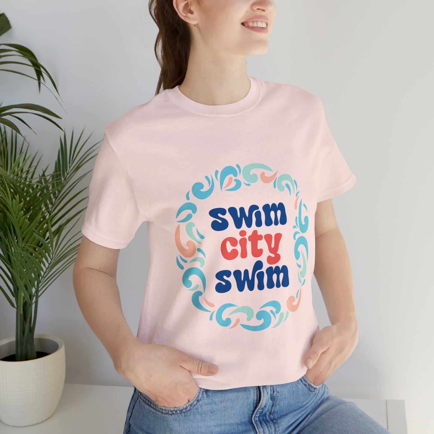 SwimCity Unisex Jersey Short Sleeve Logo Tee with Swimmers for Life