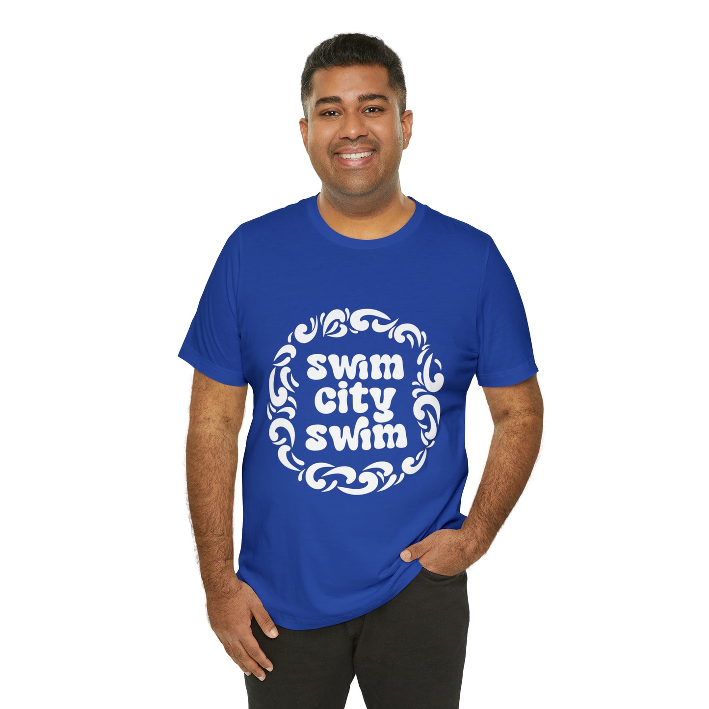 SwimCity Unisex Jersey Short Sleeve Logo Tee with Swimmers for Life