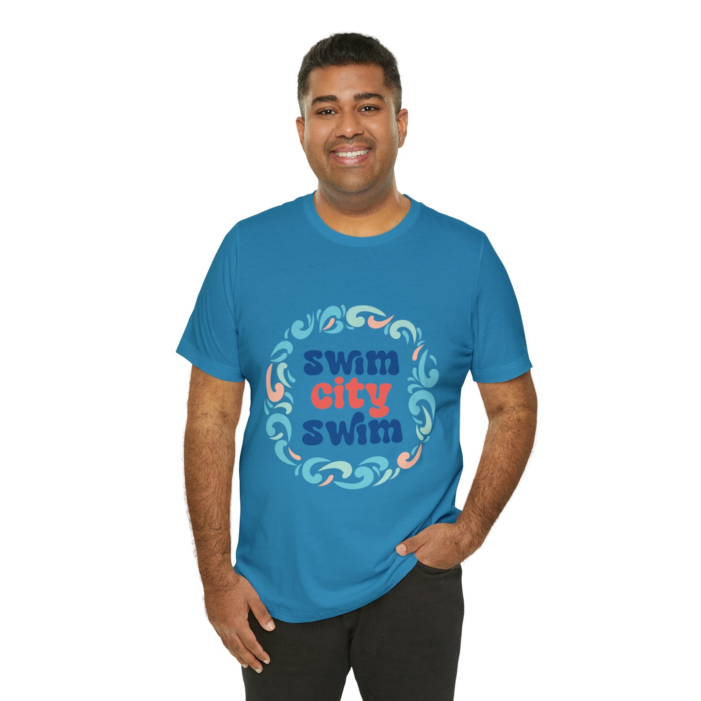 SwimCity Unisex Jersey Short Sleeve Logo Tee with Swimmers for Life