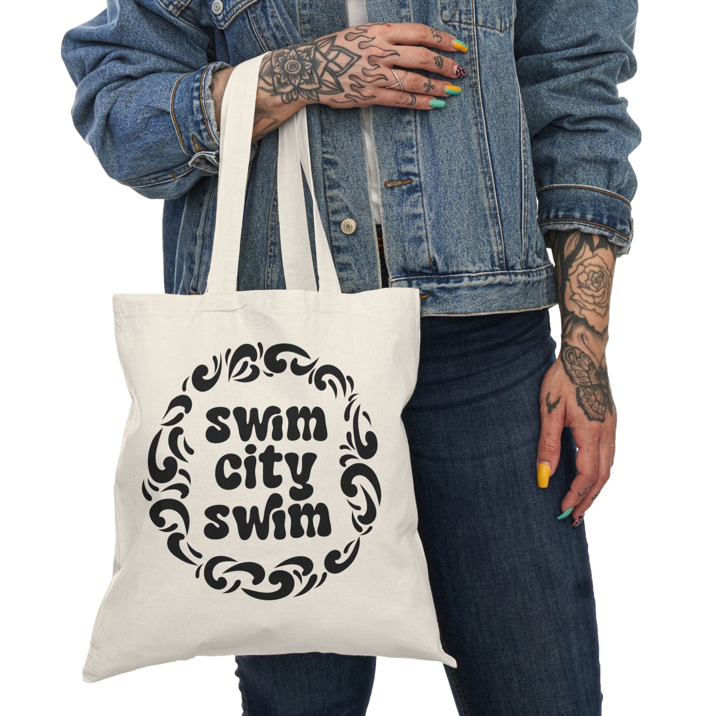 * SwimCity Black Logo Natural Tote Bag *