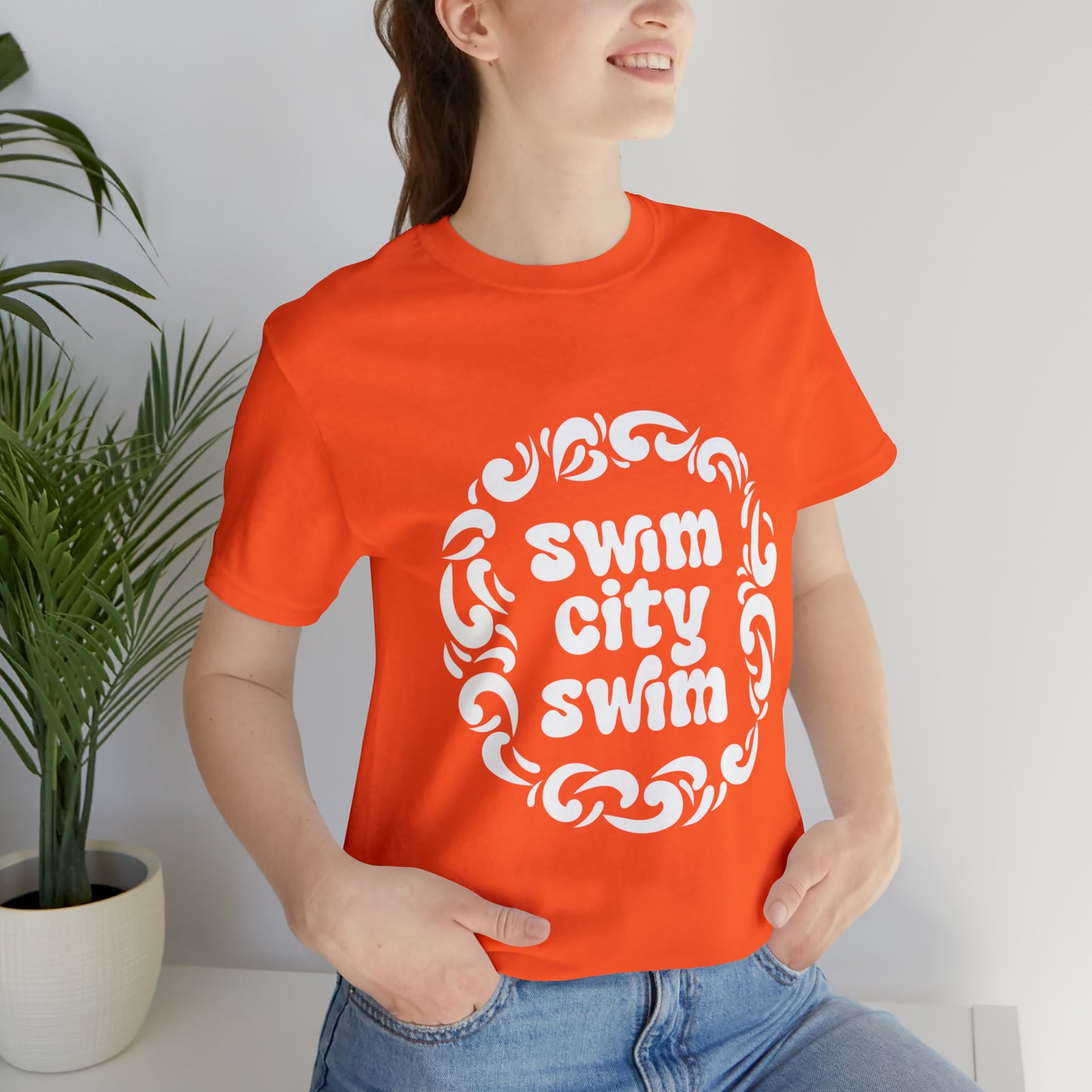 SwimCity Unisex Jersey Short Sleeve Logo Tee with Swimmers for Life