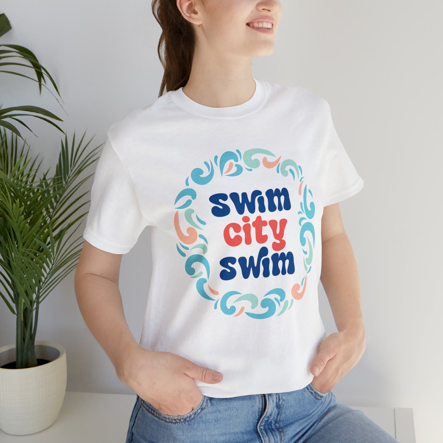 SwimCity Let's Swim Together Adult Jersey Short Sleeve Logo Tee