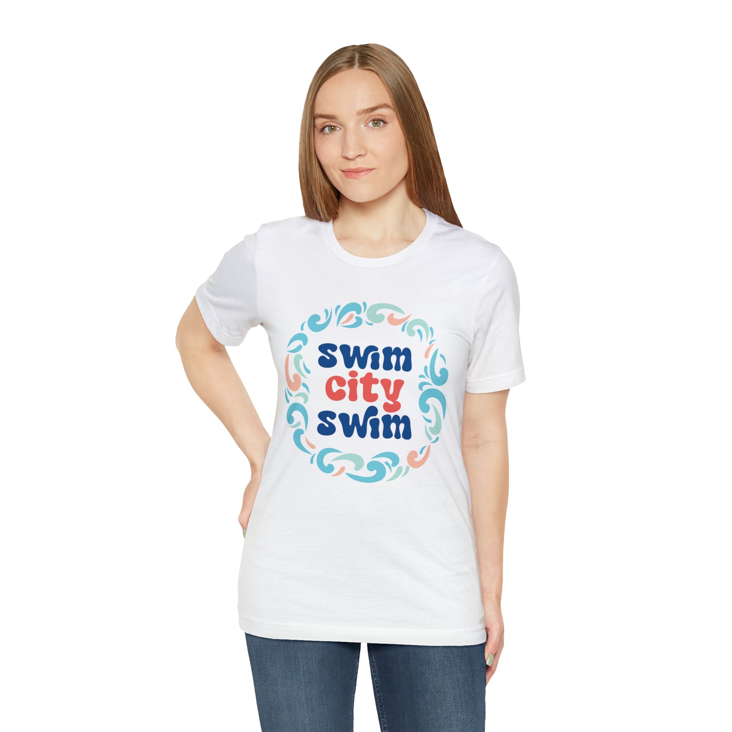 SwimCity Let's Swim Together Adult Jersey Short Sleeve Logo Tee