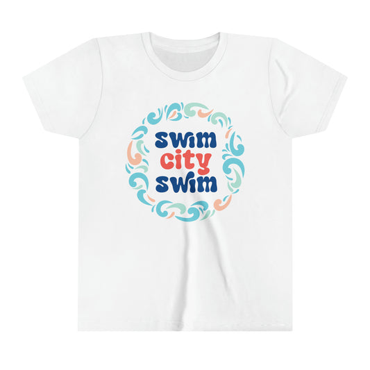 Youth Short Sleeve SwimCity Logo Tee with Swimmers, for Life