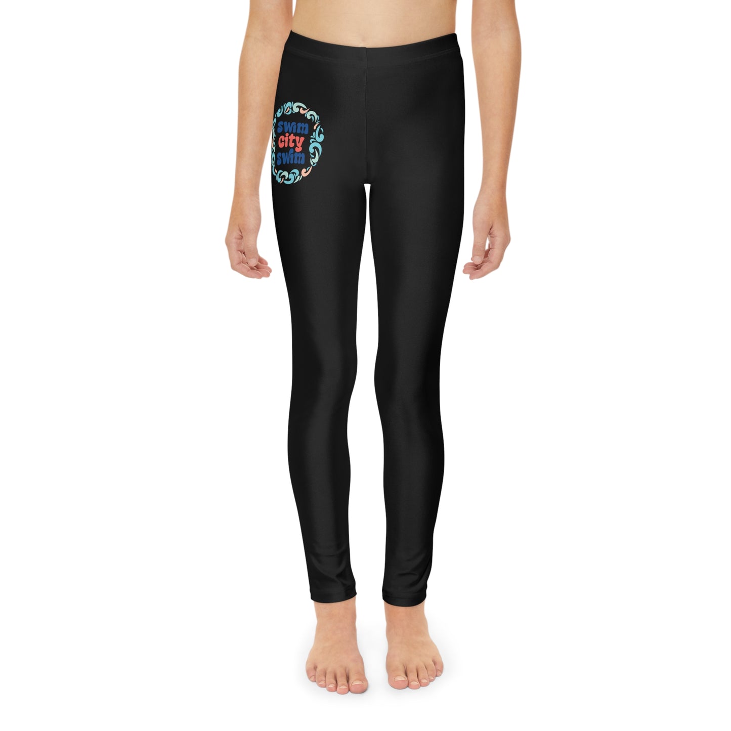 Youth Full-Length SwimCity Logo Black Leggings