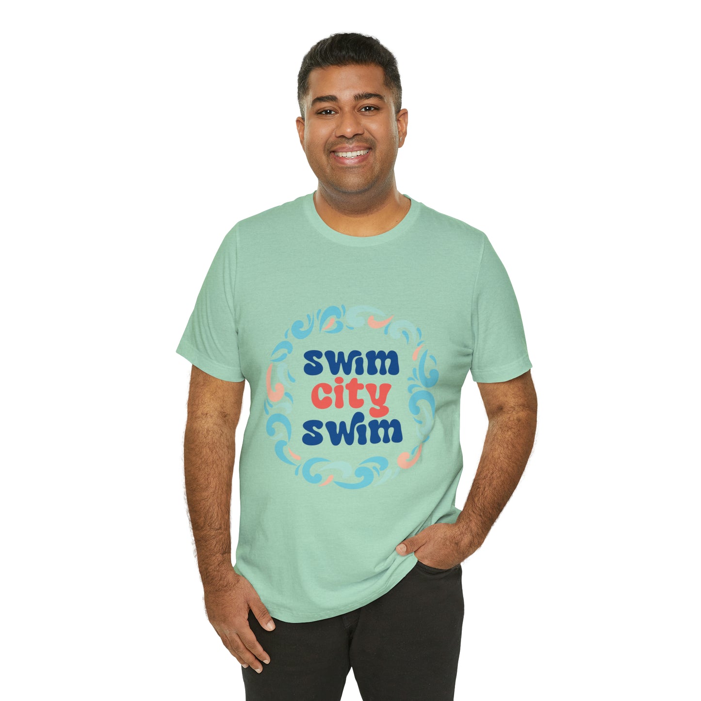 SwimCity Unisex Jersey Short Sleeve Logo Tee with Swimmers for Life