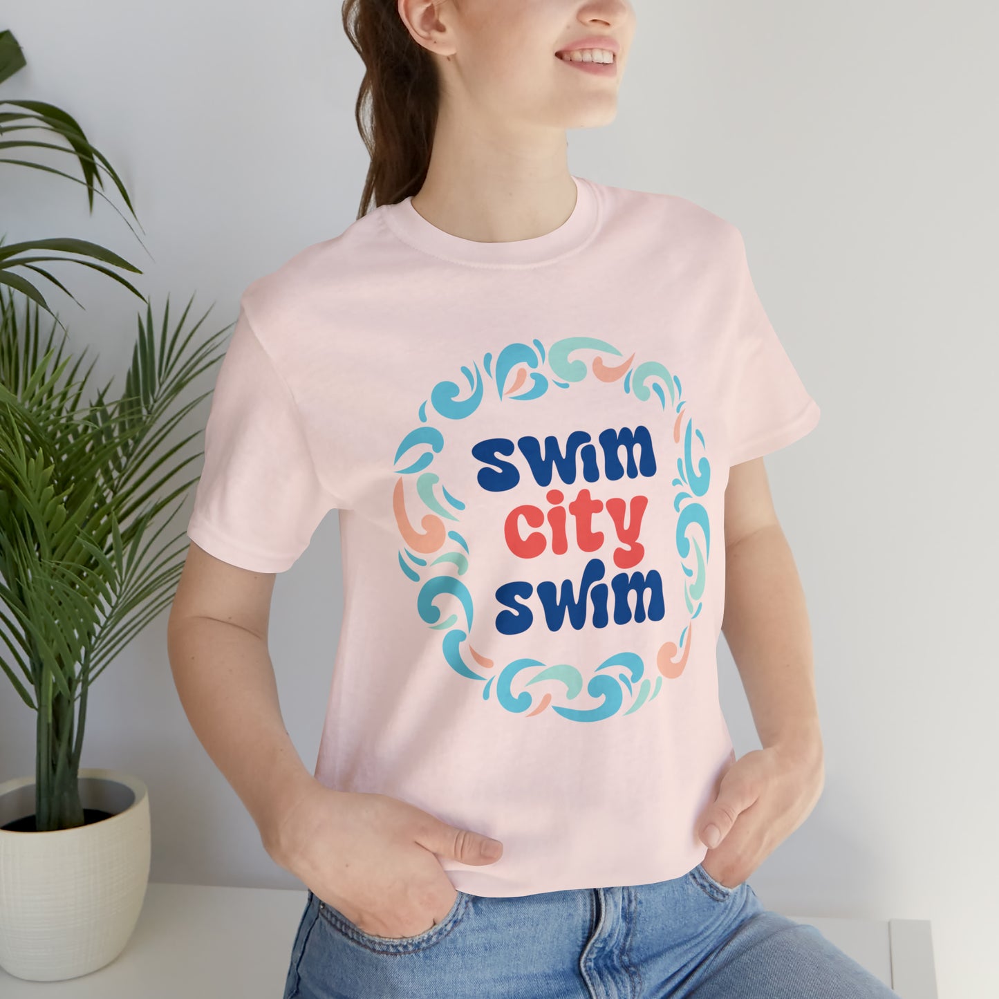 SwimCity Let's Swim Together Adult Jersey Short Sleeve Logo Tee