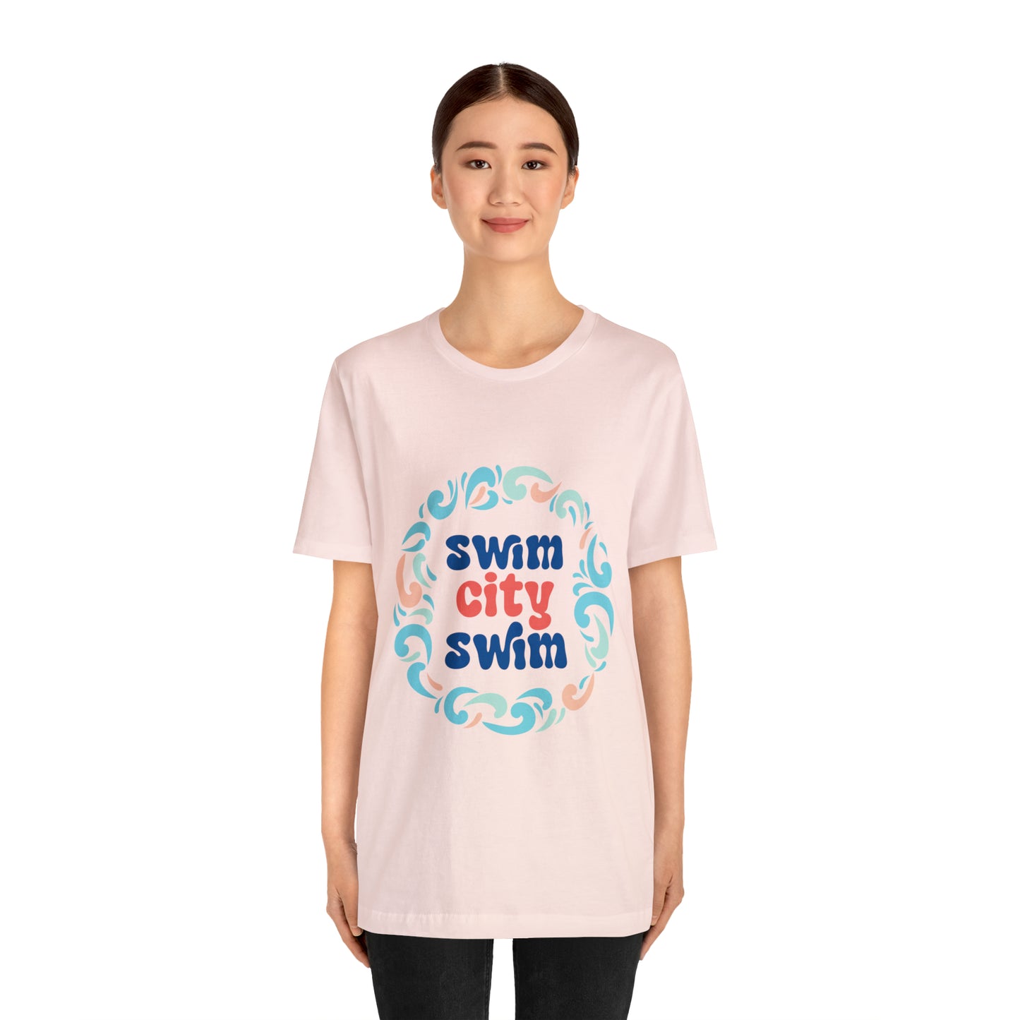 SwimCity Unisex Jersey Short Sleeve Logo Tee with Swimmers for Life