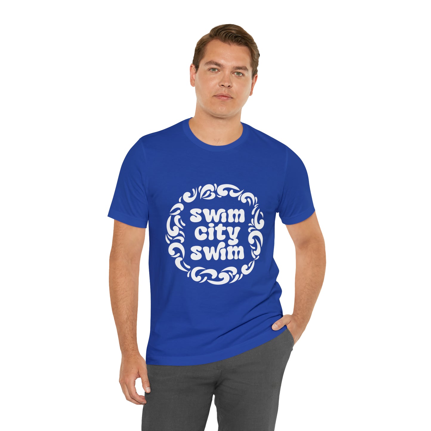 SwimCity Unisex Jersey Short Sleeve Logo Tee with Swimmers for Life