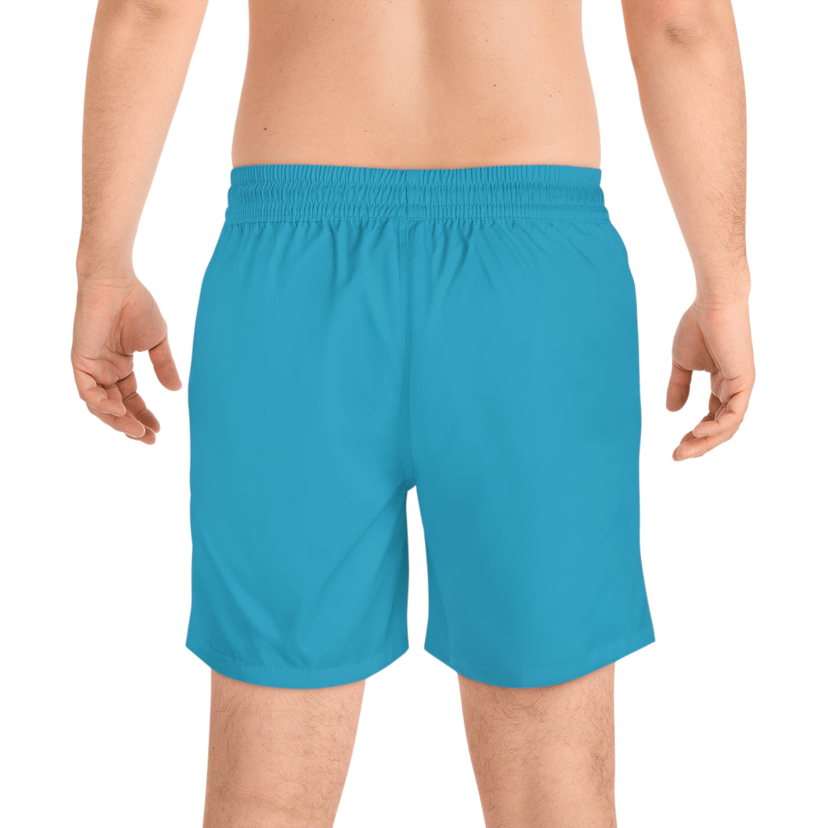 Turquoise Swim Shorts — "Swim, Sun, Surf" Surf Badge
