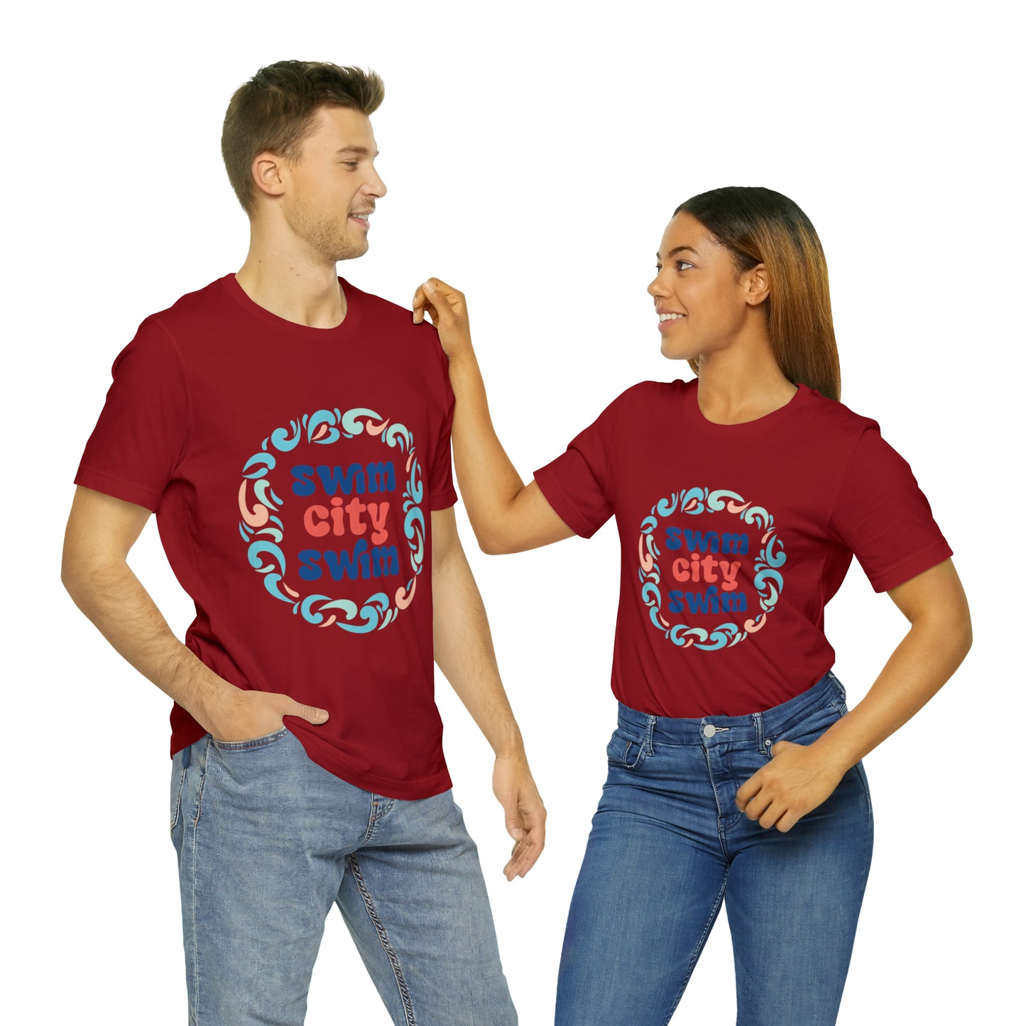 SwimCity Unisex Jersey Short Sleeve Logo Tee with Swimmers for Life