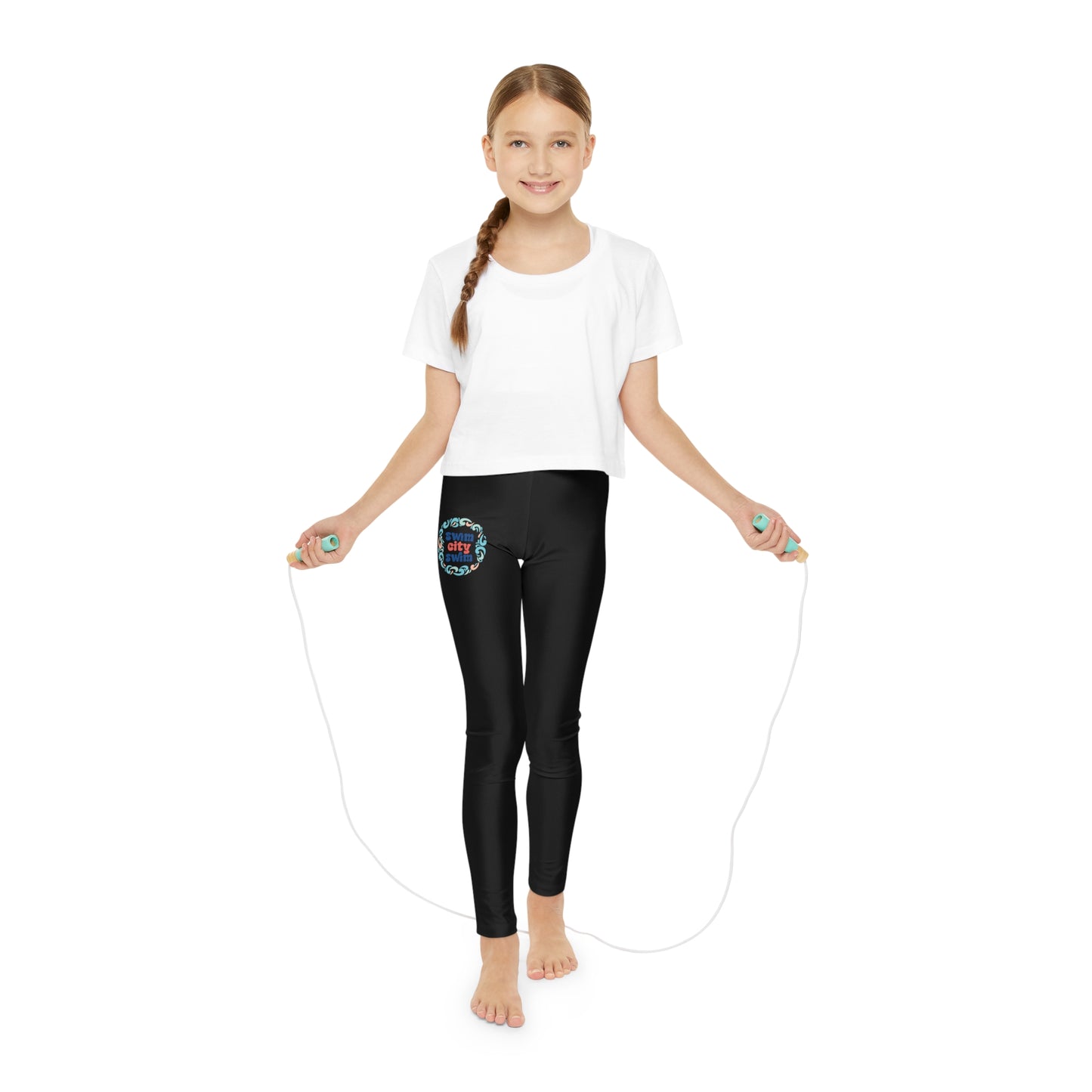 Youth Full-Length SwimCity Logo Black Leggings